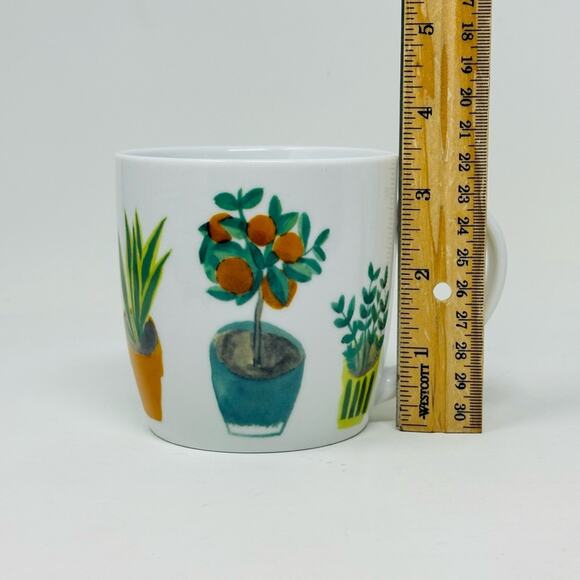 Succulent Plant Mugs Set of Two Ceramic Houseplants White Green Multicolor - Picture 9 of 10